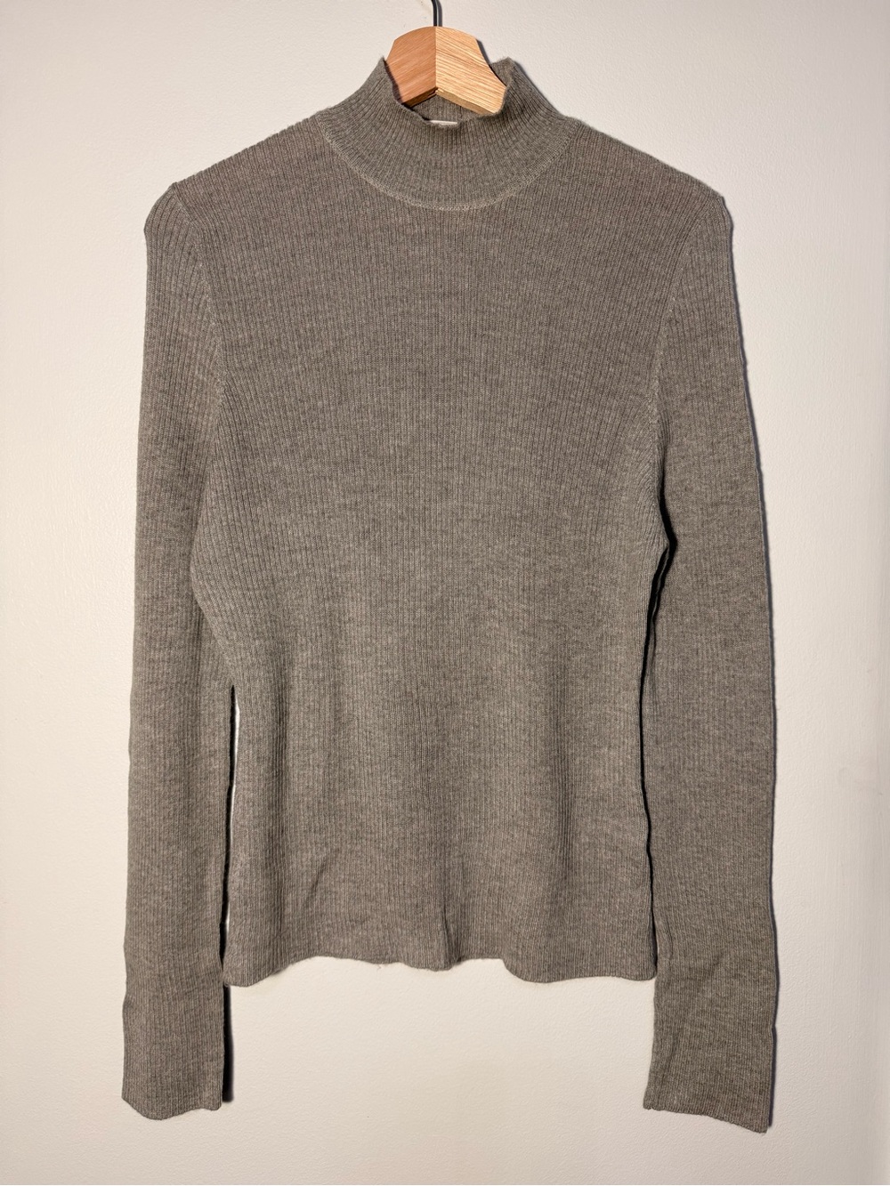 Jaeger 100% Wool Ribbed Mock Turtleneck Sweater size XL Made in England